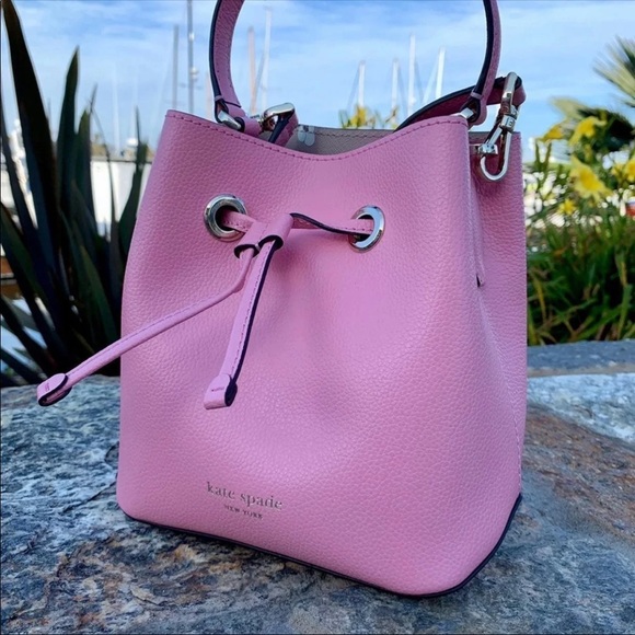 Kate Spade Pink Leather Bucket Crossbody Purse - Picture 2 of 12